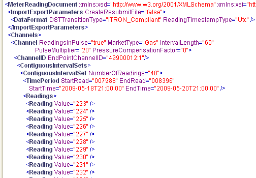 Sreenshot of Import contiguous readings sample code.